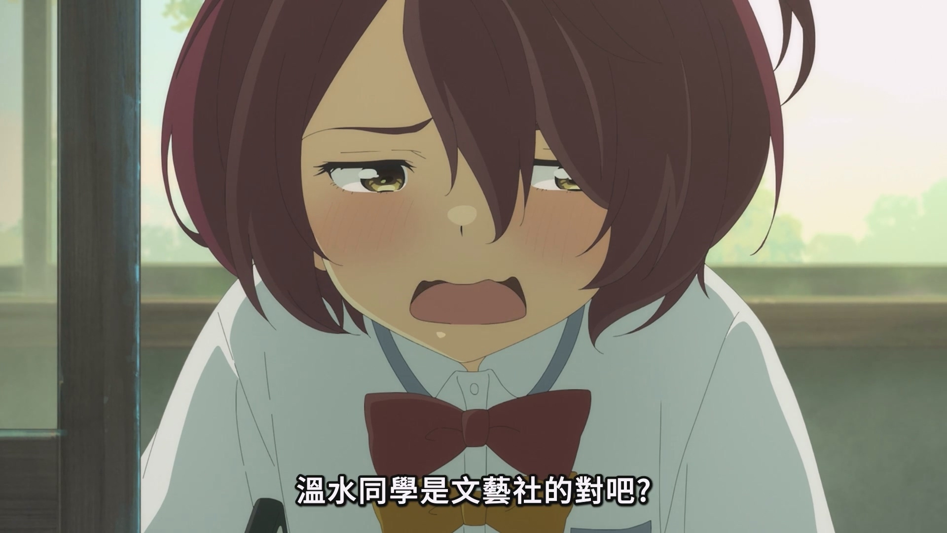 小鞠知花(cv:寺泽百花),即使传个通知也没办法好好讲话。 image