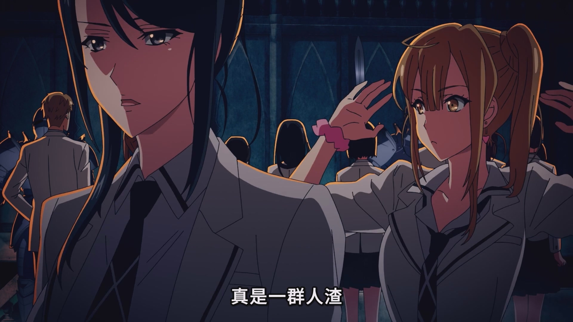 高雄圣(cv:早见沙织)、高雄树(cv:前田佳织里),两人对同学冷酷的表现相当不满。 image